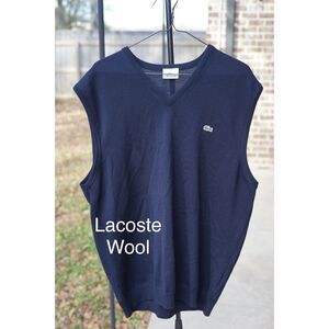 Lacoste Wool Pure Laine Woolmark Vest Croc Navy